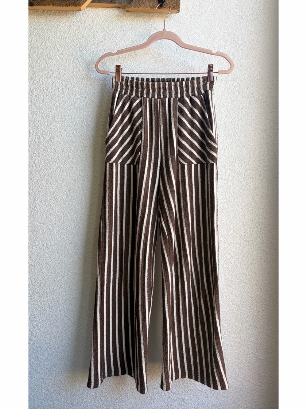 Miou Muse Brown Terry Striped Knit Pants Small